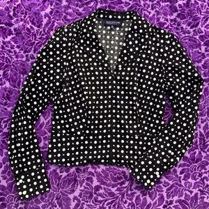 Jones New York Black & White Polka Dot Peplum Top